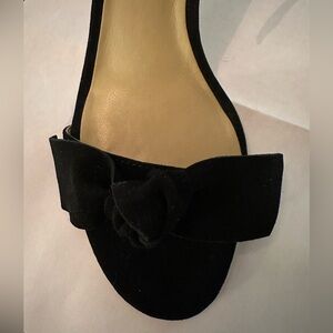 Ann Taylor Black Suede Flats with Bow Accent
